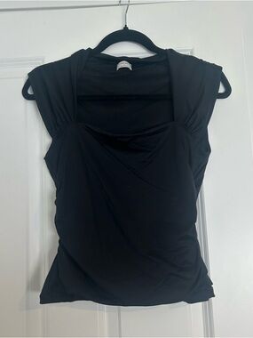 Wilfred Black Draped Cap-Sleeve Camisole